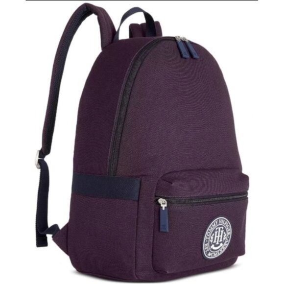 Tommy Hilfiger Sean Canvas Logo Graphic Backpack Navy NWT - Picture 1 of 4